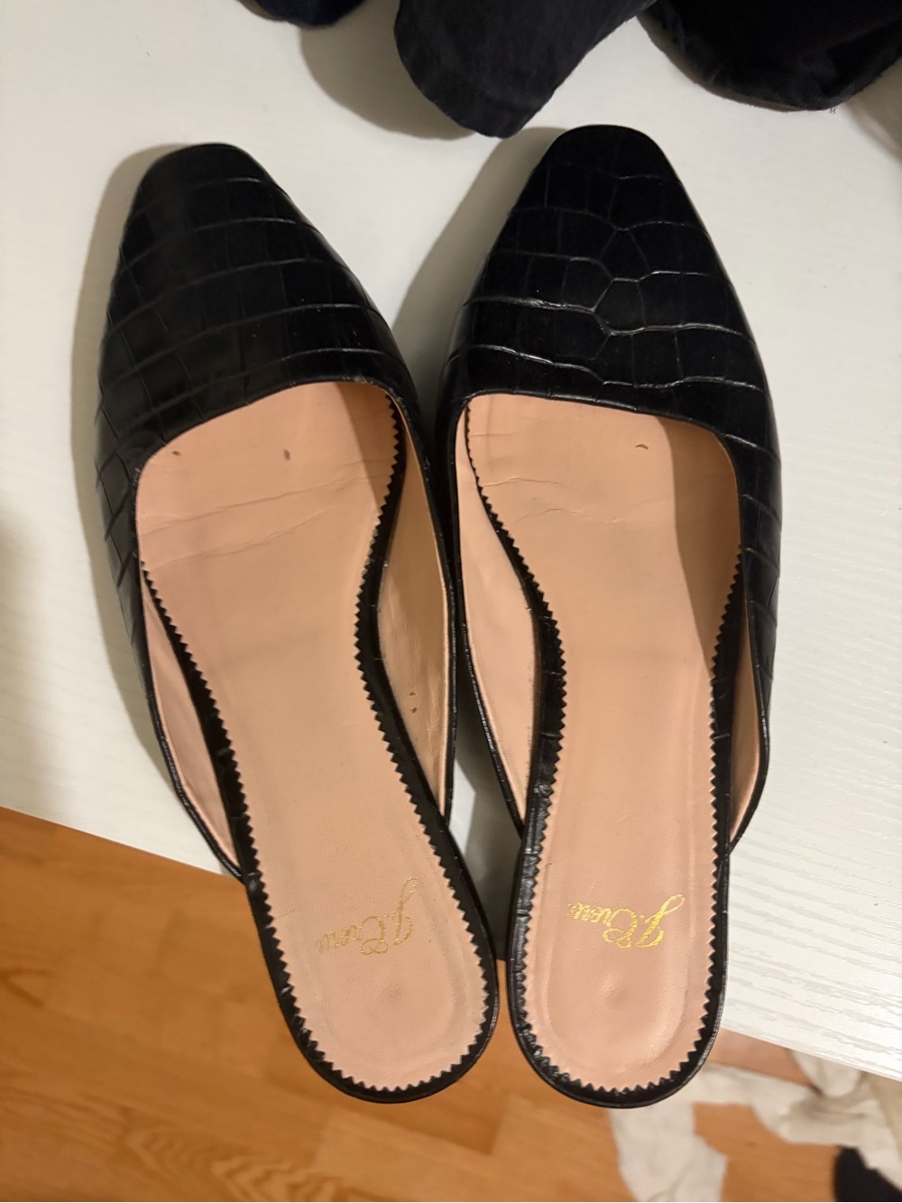 JCrew Black Croc-Embossed Slip-On Women's Flats